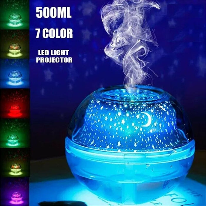 500ML Essential Oil Diffuser with Crystal LED Night Light Projection: 20-Hour Comfort