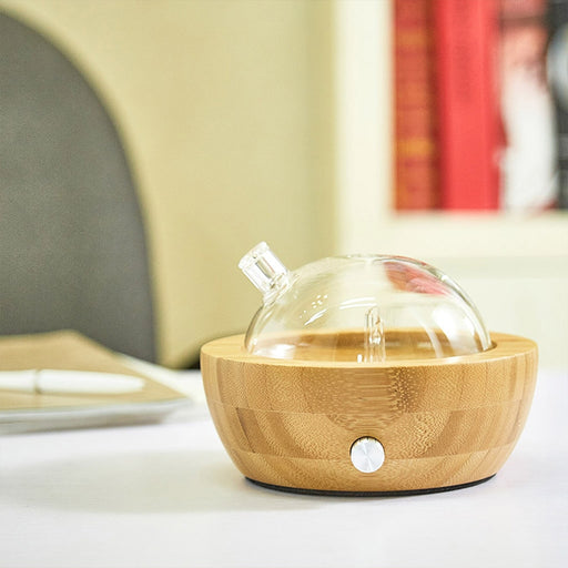 150ML Elegant Wood & Glass Essential Oil Diffuser - Aromatherapy Meets Artistic Craftsmanship with Waterless Nebulizing for Home, Office, Spa